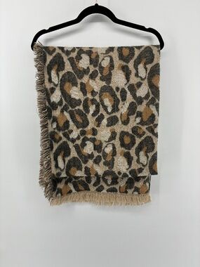 H&M Leopard Print Oversized Scarf Fringe Detail Spring Outdoor